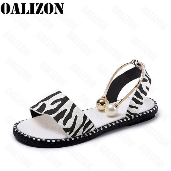 New Summer Women Beaded Pearly Sandals Slippers Shoes Ladies Flats Sandals Flip Flop Casual Flat Slingback Sandals Shoes