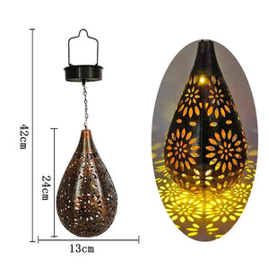 Waterproof Solar Lamp Retro Hollow Lantern Light Art Decorative Solar garden light Solar LED Light for Courtyard Landscape