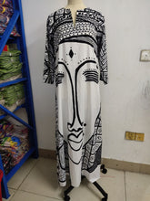 Load image into Gallery viewer, Art Black and White Print Spring and Summer New Women&#39;s Fashion Face Print Loose Large Size Dress