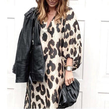 Load image into Gallery viewer, Autumn and Winter New Fashion Leopard Pattern Loose Lantern Sleeve Dress Long Dress