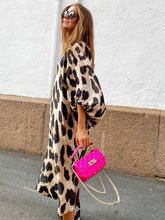 Load image into Gallery viewer, Autumn and Winter New Fashion Leopard Pattern Loose Lantern Sleeve Dress Long Dress