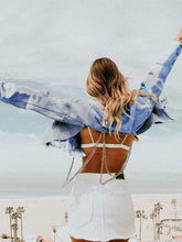 Load image into Gallery viewer, Cropped Backless Iron Chain Denim Outwears