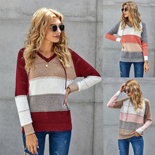 Load image into Gallery viewer, Street Fashion Autumn and Winter Knitted Hoodie Sweater Women Wear Long-sleeved Blouse