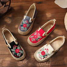 Load image into Gallery viewer, New Ethnic Style Cloth Shoes Retro Embroidered Cotton Linen Shoes Low-cut Flat-heeled Embroidered Shoes