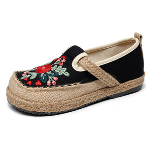 New Ethnic Style Cloth Shoes Retro Embroidered Cotton Linen Shoes Low-cut Flat-heeled Embroidered Shoes