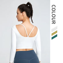 Load image into Gallery viewer, Long sleeve double-sided naked sports tights with beautiful back yoga clothes sportswear