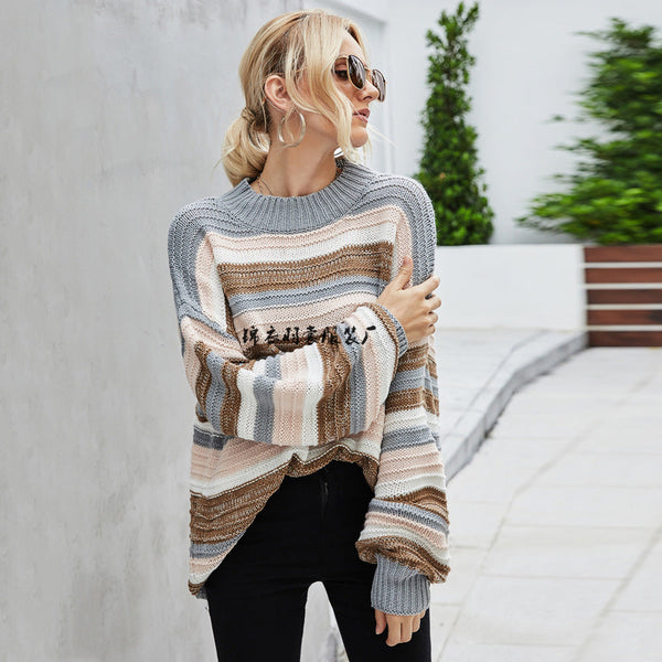 Set Head Large Sleeve Knitted Stitched Personality Sweater