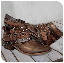 Load image into Gallery viewer, Autumn and winter thick heel large size belt short tube single boot female.