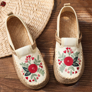 New Ethnic Style Cloth Shoes Retro Embroidered Cotton Linen Shoes Low-cut Flat-heeled Embroidered Shoes