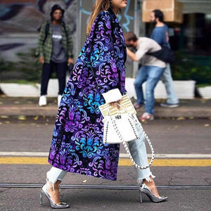 Long-sleeved printed double-row button-down jacket with long-sleeved cashew blossom windshield