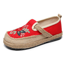 Load image into Gallery viewer, New Ethnic Style Cloth Shoes Retro Embroidered Cotton Linen Shoes Low-cut Flat-heeled Embroidered Shoes