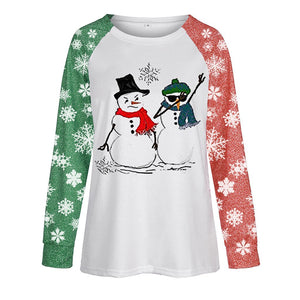 Christmas Women's Snowman Small Tree Letter Print Long-sleeved Set Headcoat