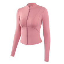 Load image into Gallery viewer, Nude Sports Coat Slim Yoga Suit Women&#39;s Zipper Long Sleeve Fitness Top