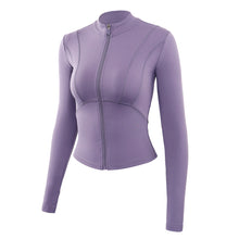 Load image into Gallery viewer, Nude Sports Coat Slim Yoga Suit Women&#39;s Zipper Long Sleeve Fitness Top