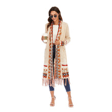 Load image into Gallery viewer, Ethnic style cardigan sweater women retro fringed blouse bohemian style knitted sweater cardigan jacket