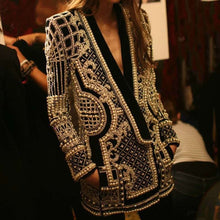 Load image into Gallery viewer, vV-neck long-sleeved padded suit blouse with bubble print women's clothing