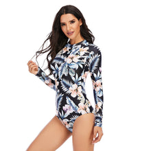 Load image into Gallery viewer, One-piece long-sleeved surf suit sunscreen women&#39;s swimsuit hot spring diving suit sexy swimsuit Ani flower