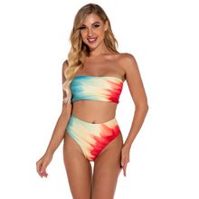 Load image into Gallery viewer, Sexy Tube Top High Waist Split Swimsuit Bikini