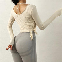Load image into Gallery viewer, Sexy Slit Hem Sports Top Women Lace Long Sleeve Tight Yoga Wear Running T-shirt Workout Wear