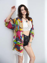 Load image into Gallery viewer, Attractive Colorful Half Sleeve Shawl Cover-up Tops