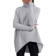 Load image into Gallery viewer, Autumn and winter women&#39;s irregular hem turtleneck jumper long sleeve knitted sweater woman