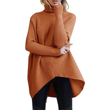 Load image into Gallery viewer, Autumn and winter women&#39;s irregular hem turtleneck jumper long sleeve knitted sweater woman