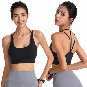 Hollowed Out Back Sports Bra Shockproof Fitness Yoga Bra Gathers Sexy Sports Underwear