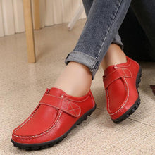 Load image into Gallery viewer, Soft Leather Pure Color Hook Loop Flat Comfortable Loafers