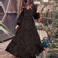 Load image into Gallery viewer, Winter Casual Style Women&#39;s Chiffon Pullover V-neck Large Swing Dress