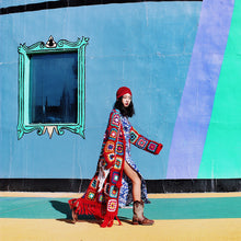 Load image into Gallery viewer, Tibetan style women&#39;s hippie woven crochet handmade ethnic sweater red tassel coat