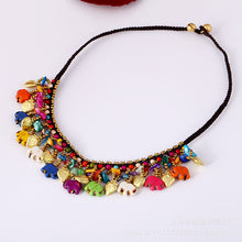 Load image into Gallery viewer, Boho style semi-precious stone necklace Thai wax thread braided clavicle chain women