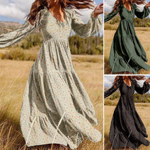 Load image into Gallery viewer, Winter Casual Style Women&#39;s Chiffon Pullover V-neck Large Swing Dress