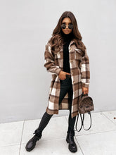 Load image into Gallery viewer, Plaid print woolen coat