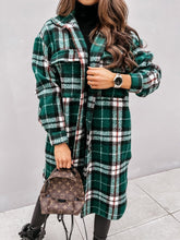 Load image into Gallery viewer, Plaid print woolen coat