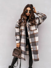 Load image into Gallery viewer, Plaid print woolen coat