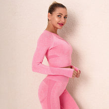 Load image into Gallery viewer, Seamless yoga clothes women&#39;s sexy beautiful back long sleeve tops sports running fitness clothes