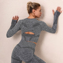 Load image into Gallery viewer, Seamless yoga clothes women&#39;s sexy beautiful back long sleeve tops sports running fitness clothes