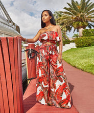 Load image into Gallery viewer, SEXY PRINTING STRAPLESS FLOUNCE TOP WIDE-LEG TROUSERS SUIT