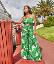 Load image into Gallery viewer, SEXY PRINTING STRAPLESS FLOUNCE TOP WIDE-LEG TROUSERS SUIT