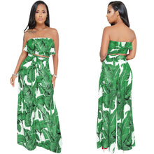 Load image into Gallery viewer, SEXY PRINTING STRAPLESS FLOUNCE TOP WIDE-LEG TROUSERS SUIT