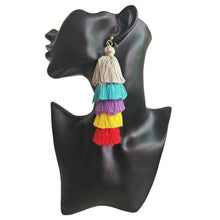 Load image into Gallery viewer, Handmade long tassel colorful bohemia style statement fashion party