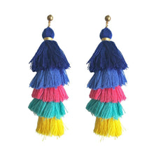 Load image into Gallery viewer, Handmade long tassel colorful bohemia style statement fashion party