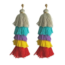 Load image into Gallery viewer, Handmade long tassel colorful bohemia style statement fashion party