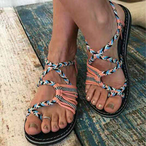 Color Matching Knot Beach Sandals Toe Sandals