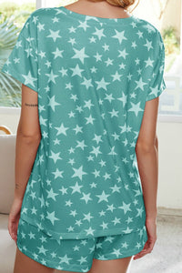Summer casual print tie dye star pajamas short sleeve home wear set