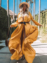 Load image into Gallery viewer, New Fashion Loose Pure Color Long Sleeve Lace Up Long Cardigan Jacket