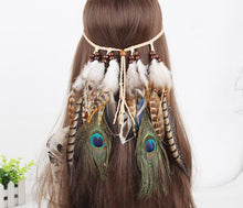 Load image into Gallery viewer, Gypsy Indian Hippie Bohemian Feather Hair Band Headwear