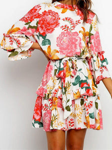 Stylish Print Round-necked Long-sleeved Dress