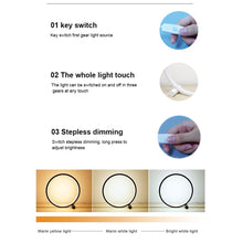 Load image into Gallery viewer, 25CM LED Table Lamp Bedroom Circular Desk Lamps For Living Room Black/White Dimmable Bedside Lamp Round Night Light Decoration