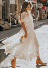 Load image into Gallery viewer, v-neck short sleeve lace dress